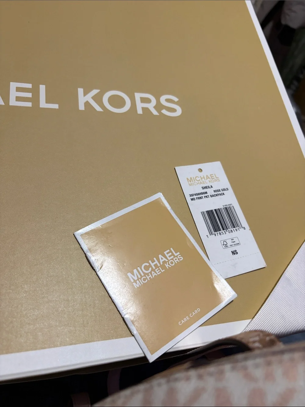 MICHAEL KORS Blush Logo Mini Backpack with Gold Hardware